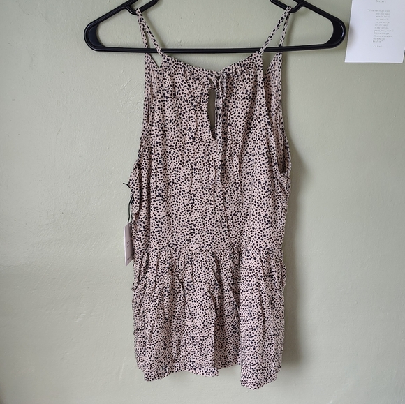 *5 for $25*NWT Japna Women's Med Cheetah Print Spaghetti Strap Halter Peplum Top - Picture 2 of 15